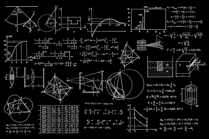 Mathematics notebook with equations